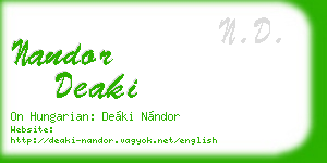 nandor deaki business card