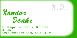 nandor deaki business card